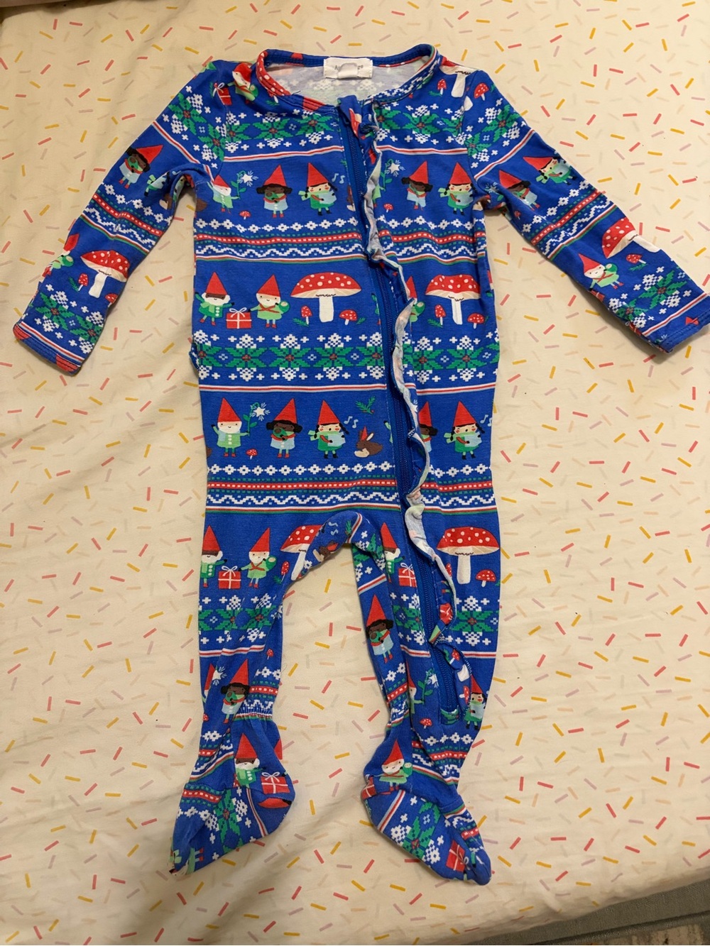 Angel Dear Christmas Gnome & Mushroom Footed One-Piece